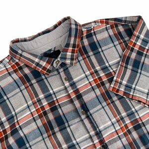 PRANA Blue Red Plaid Breathe Lightweight Button Up Shirt Short Sleeve XXL